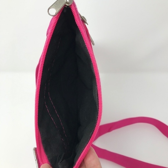 SImply Southern Bright Barbie Hot Pink Floral Triple Zip Crossbody Bag Purse - Picture 8 of 10